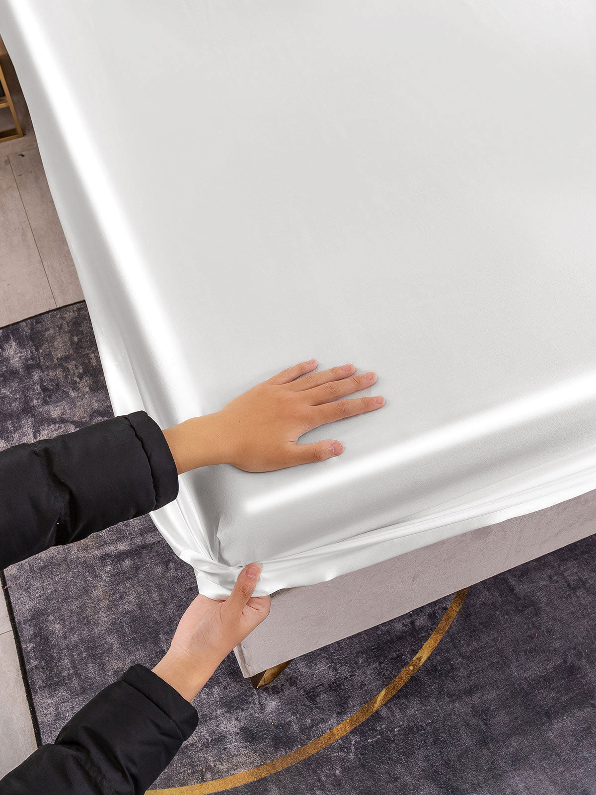 [Blanc] SilkSilky-FR 25Momme Pure Soie Sheet 006