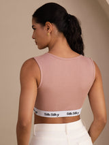 [Rose] SilkSilky-FR Sleeveless Crew Neck Top À Fines Brides 002