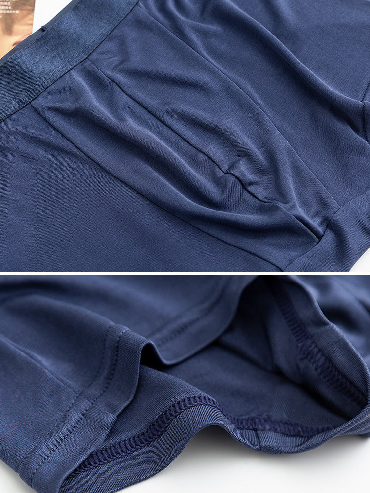 [Bleu Foncé] SilkSilky-FR Pure Soie Mens Underwear 007