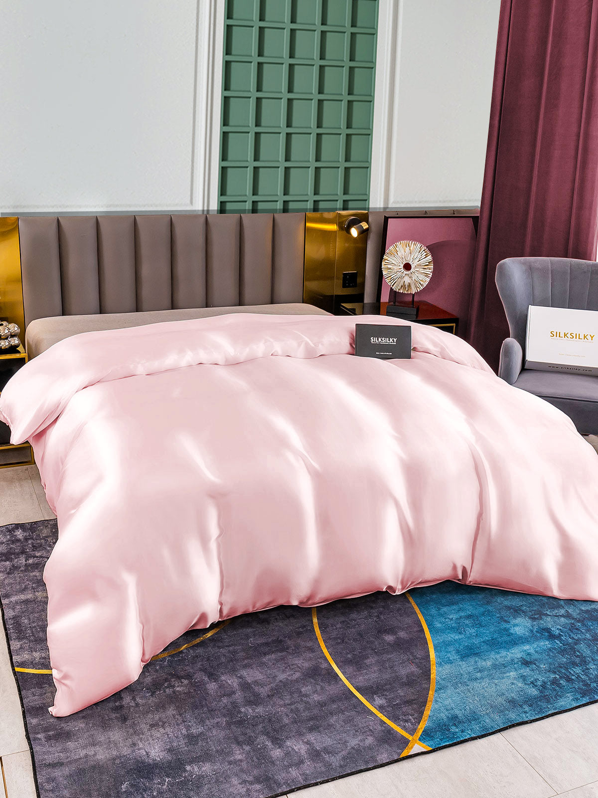 SilkSilky-FR 25Momme Pure Soie Duvet Cover Rose 002