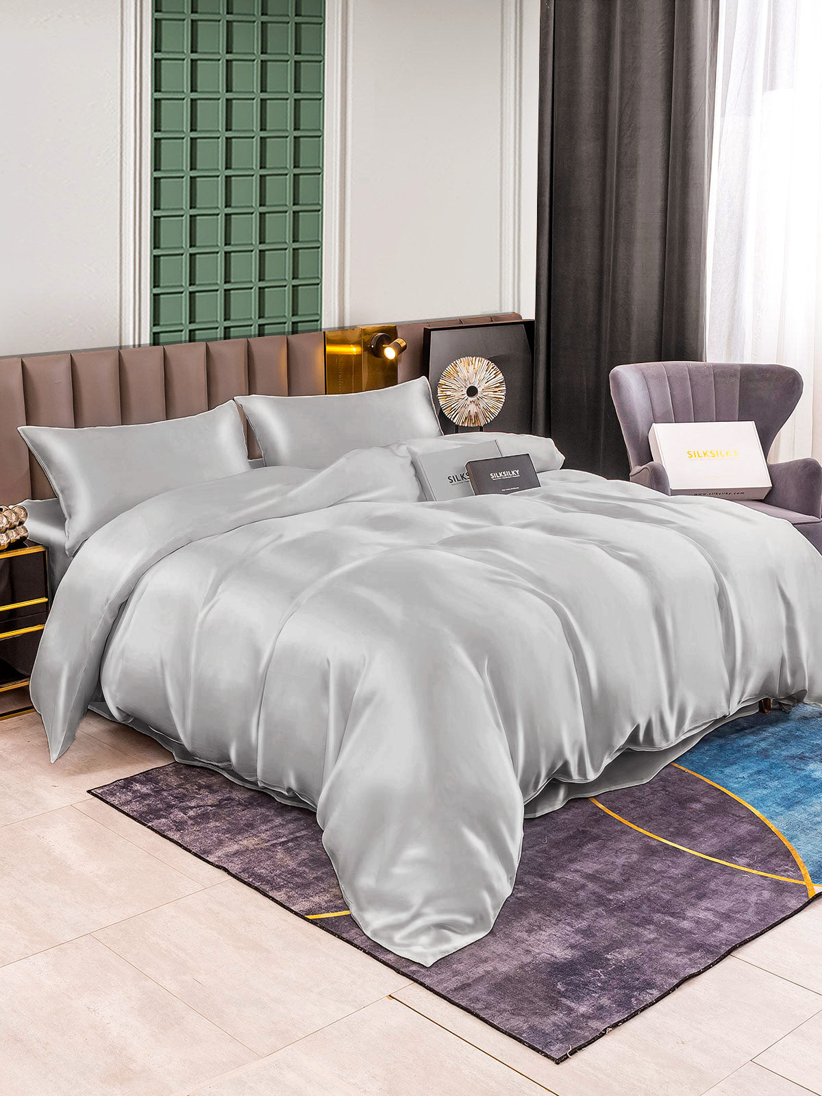 [Argent] SilkSilky-FR 25Momme Pure Soie Bedding Set 001
