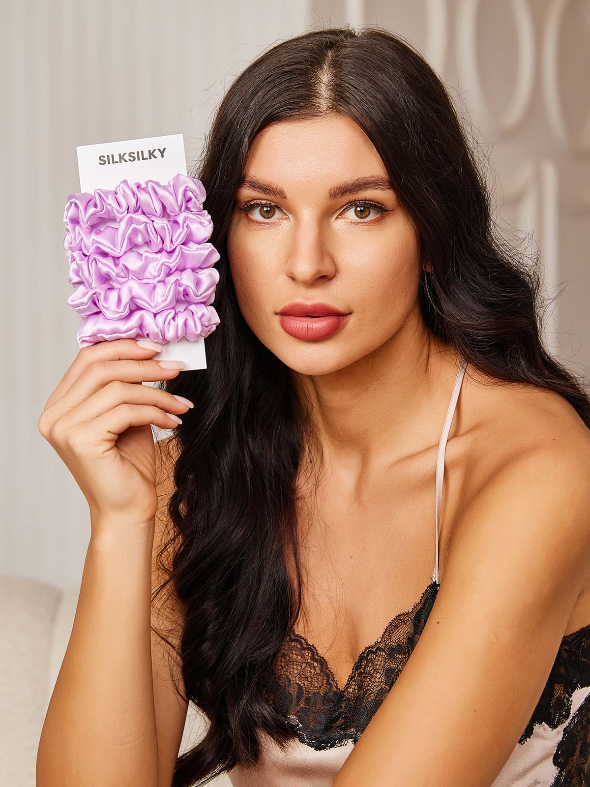 [Lavande] SilkSilky-FR 19Momme Pure Soie Scrunchie 001