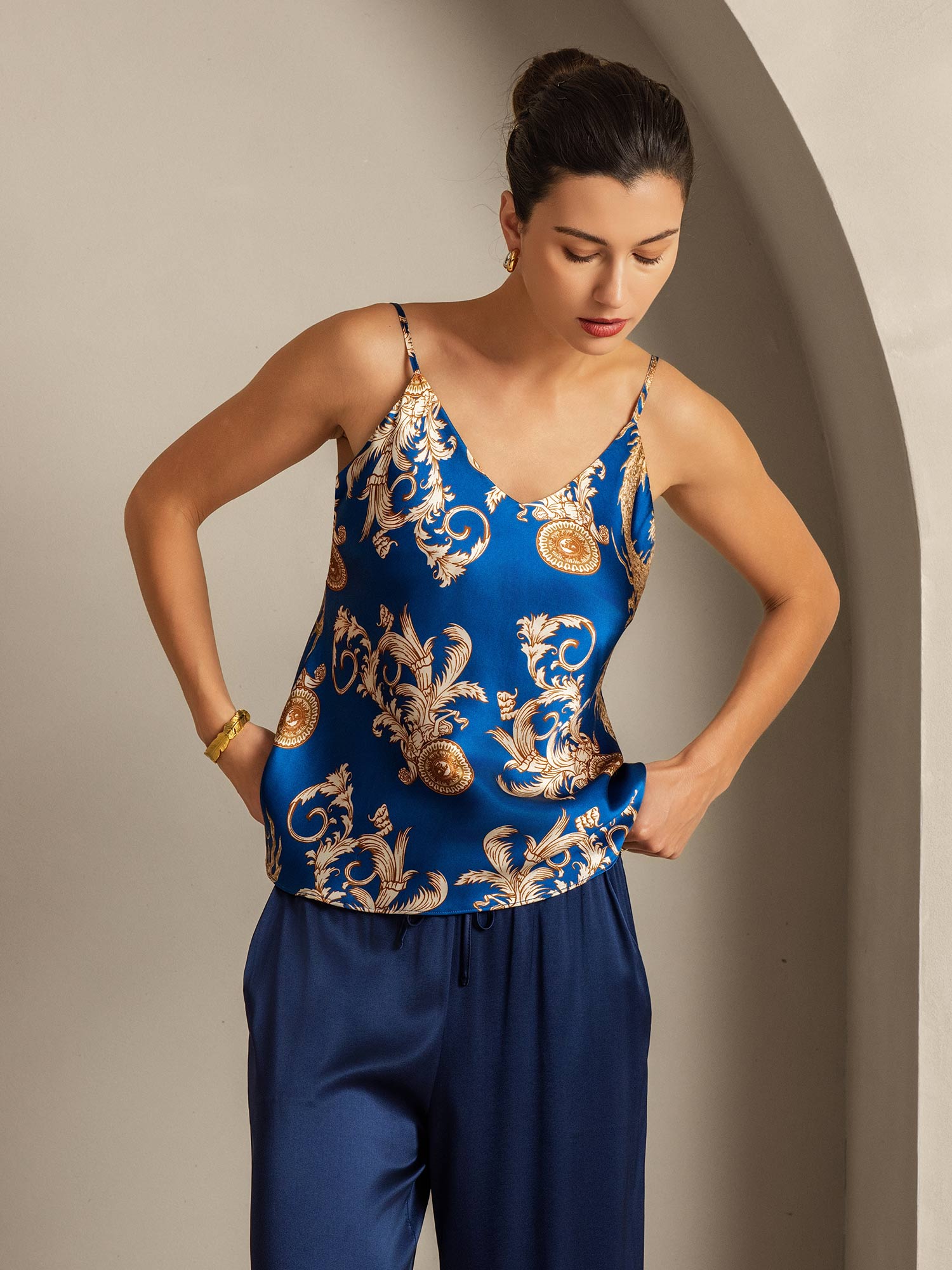 [Dragon Navy] SilkSilky-FR Pure Soie Camisoles 007