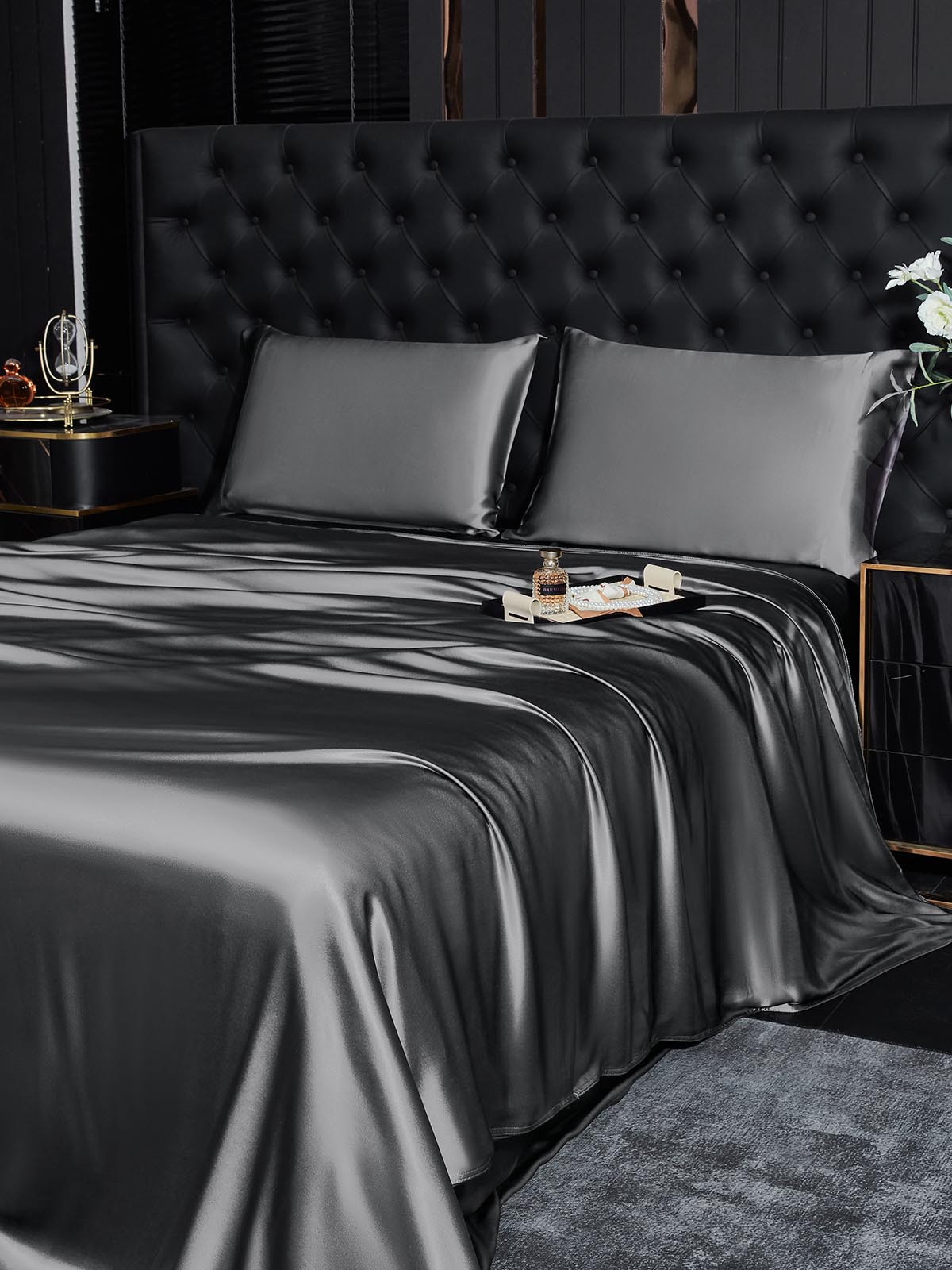 [Gris Foncé] SilkSilky-FR 19Momme Pure Soie Bedding Set 003