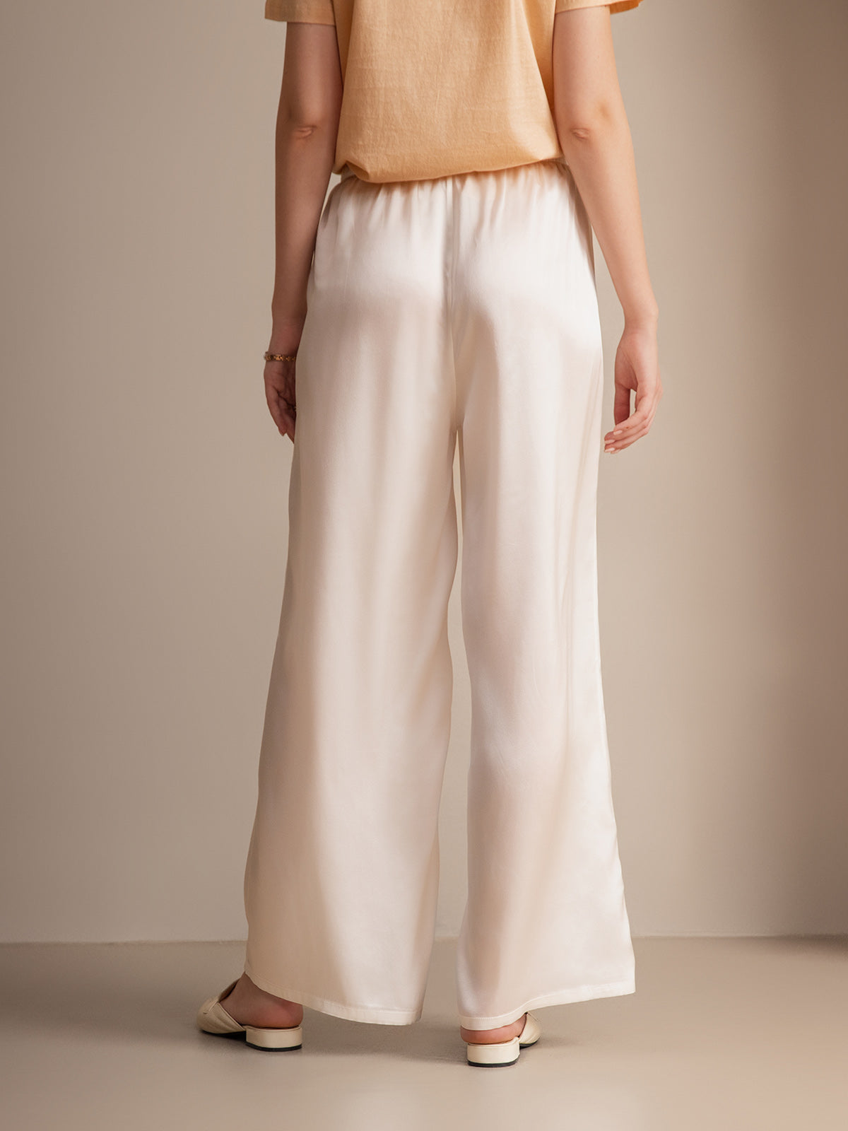 [Blanc] SilkSilky-FR Pure Soie Womens Pants 001