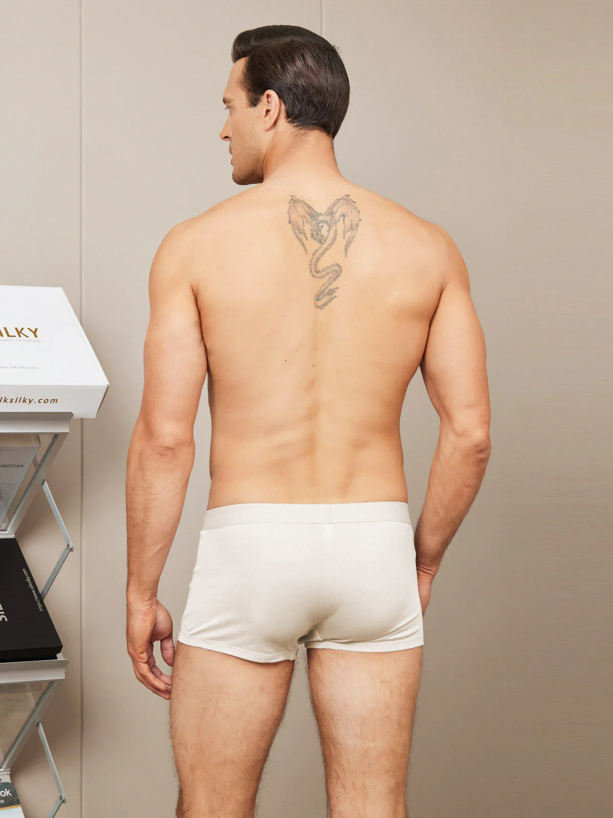 [Beige] SilkSilky-FR Pure Soie Mens Underwear 002