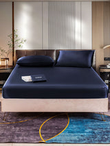 [Bleu Foncé] SilkSilky-FR 22Momme Pure Soie Bedding Set 001,