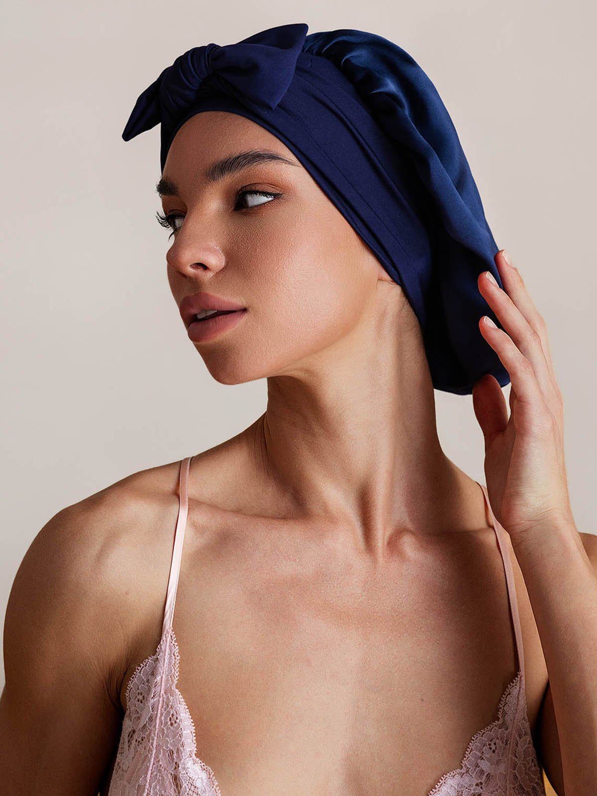 SilkSilky-FR Soie Sleep Cap BleuFoncé 002