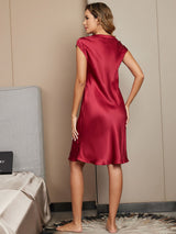 [Rouge Vineux] SilkSilky-FR Cap Sleeve V Neck Chemises de nuit 002