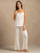 [Blanc] SilkSilky-FR 19Momme Fines Brides Encolure Dégagée Ensemble Camisole 003