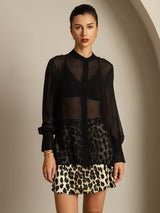 [Noir] SilkSilky-FR Soie Womens Shirt 001