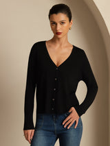 [Noir] SilkSilky-FR Long Sleeve Cardigan Femme 003