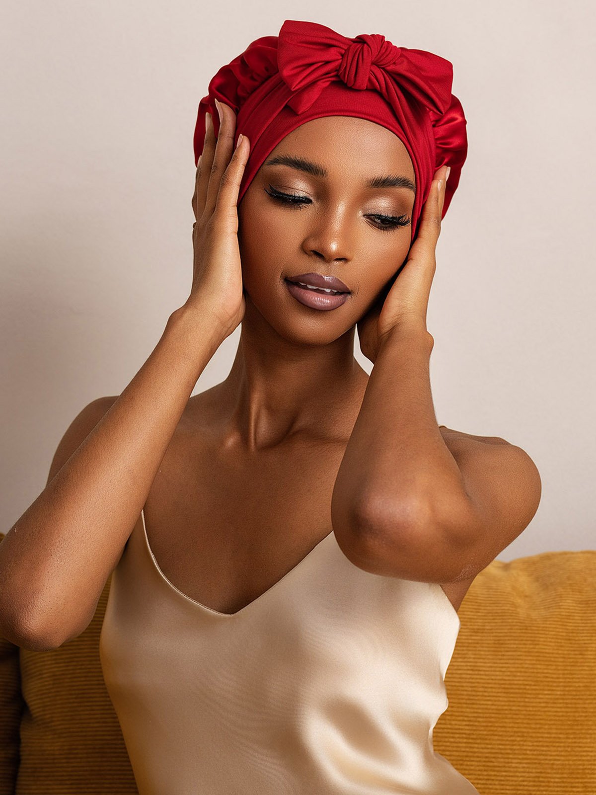 SilkSilky-FR Soie Sleep Cap RougeVineux 005
