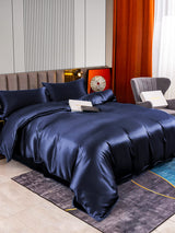 [Bleu Foncé] SilkSilky-FR 22Momme Parure de Lit Soie 002