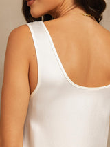 [Blanc] SilkSilky-FR 19Momme Sans manches Encolure Dégagée Femme Pyjamas 004