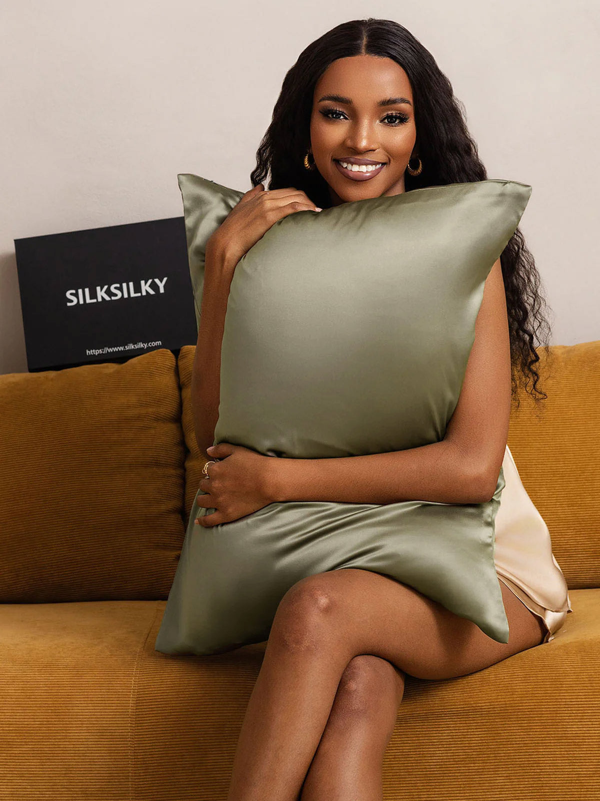 [Vert Olive] SilkSilky-FR 22Momme Pure Soie Pillowcase 005