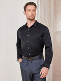 SilkSilky FR Soie Manches longues Col Chemise Homme Chemise Noir 003