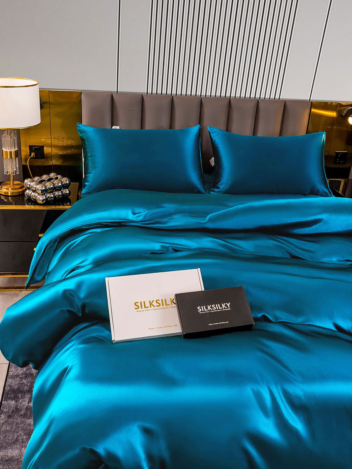 [Bleu Royal] SilkSilky-FR 22Momme Pure Soie Bedding Set 002