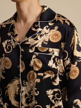 [Dragon Noir] SilkSilky-FR Long Sleeve Lapel Collar Homme Pyjamas 004