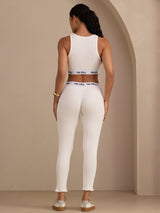 [Blanc] SilkSilky-FR Sleeveless Crew Neck Women's Outfit Sets 002