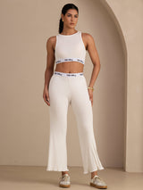 [Blanc] SilkSilky-FR Sleeveless Crew Neck Women's Outfit Sets 005