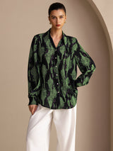 [Mousse Noire] SilkSilky-FR Long Sleeve Lapel Collar Blouse 001