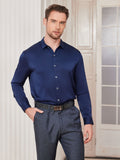 SilkSilky FR Soie Manches longues Col Chemise Homme Chemise BleuFoncé 005