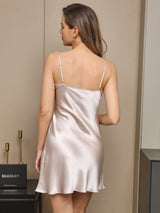[Beige] SilkSilky-FR Pure Soie Manches mi-longues Nightgown&Robe Set 006