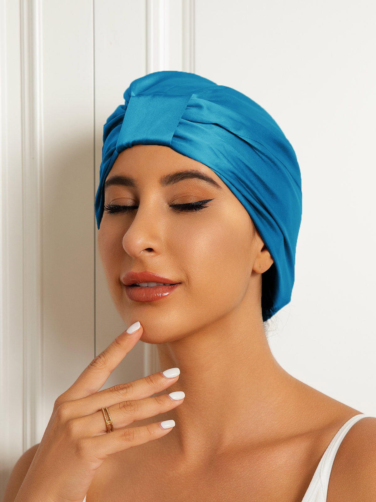 SilkSilky-FR Pure Soie Sleep Cap BleuRoyal 003