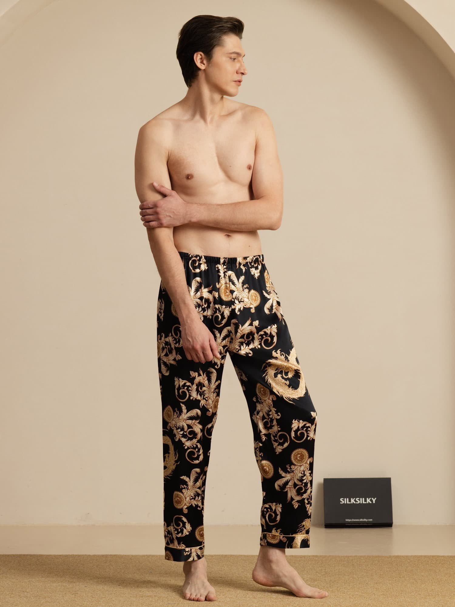 [Dragon Noir] SilkSilky-FR Mens Sleep Bottoms 006