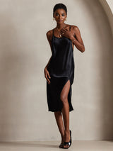 [Noir] SilkSilky-FR Fines Brides Encolure Dégagée Robes 002