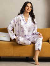 [Floraison de Lilas] SilkSilky-FR Pure Soie Womens Pajamas 001,