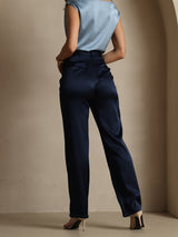 [Bleu Foncé] SilkSilky-FR 19Momme Soie Womens Pants 002