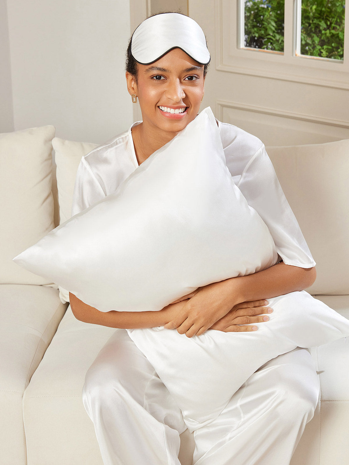 SilkSilky FR 22Momme Pure Soie Pillowcase Set Blanc 001