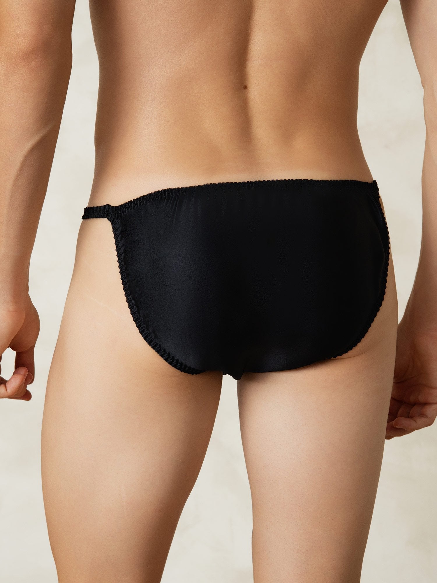 [Noir] SilkSilky-FR Soie Mens Underwear 002