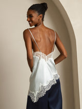 [Bleu Clair] SilkSilky-FR Spaghetti Strap V Neck Top À Fines Brides 002