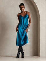 [Bleu Royal] SilkSilky-FR Sleeveless V Neck Robes 006