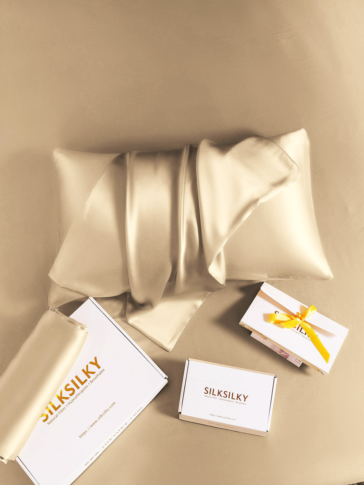 [Beige] SilkSilky-FR 22Momme Pure Soie Pillowcase 006