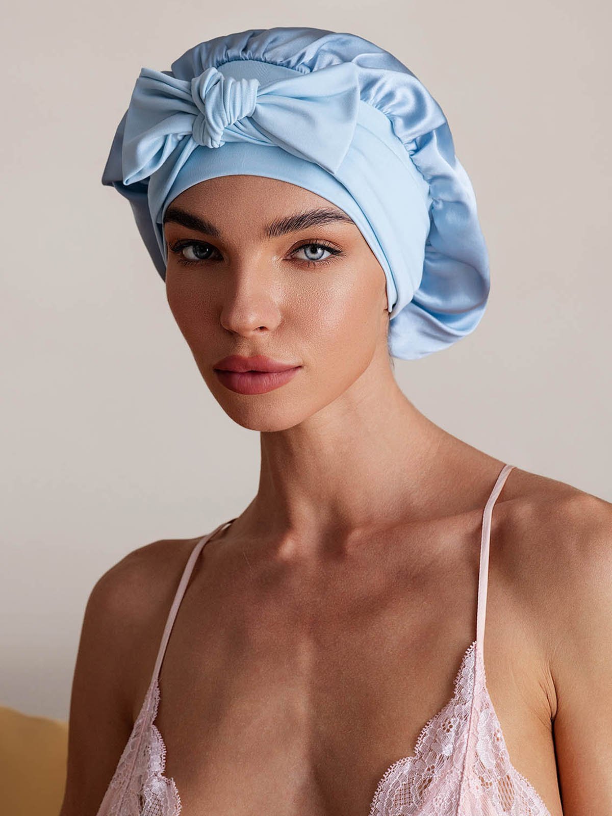 SilkSilky-FR Soie Sleep Cap BleuCiel 006