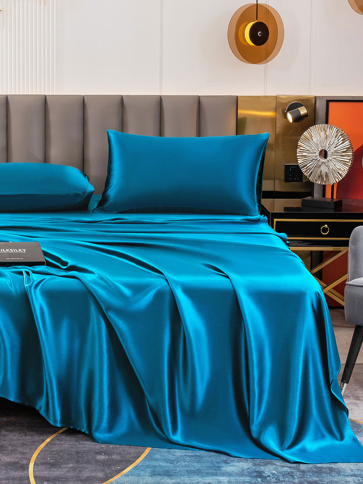 [Bleu Royal] SilkSilky-FR 19Momme Pure Silk Bedding Set 006