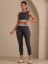 [Gris] SilkSilky-FR Sleeveless Crew Neck Women's Outfit Sets 006
