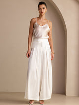 [Beige] SilkSilky-FR Sleeveless V Neck Top À Fines Brides 006