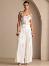 [Beige] SilkSilky-FR Sleeveless V Neck Top À Fines Brides 006