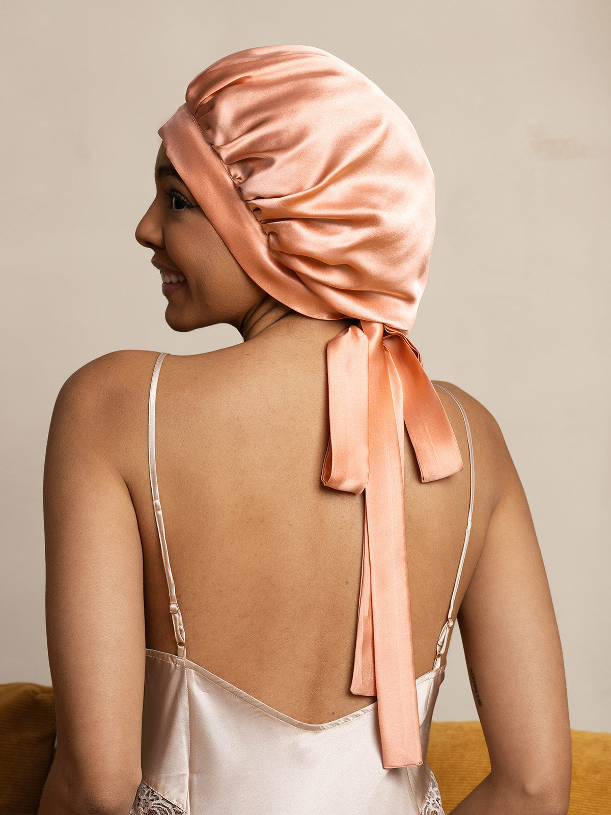 [Rose Corail] SilkSilky-FR Pure Soie Sleep Cap 005