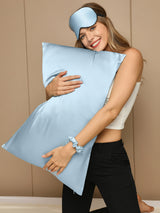 [Bleu Clair] SilkSilky-FR 19Momme Pure Soie Pillowcase Set 004