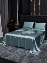 [Bleu Grisâtre] SilkSilky-FR 22Momme Parure de Lit Soie 002