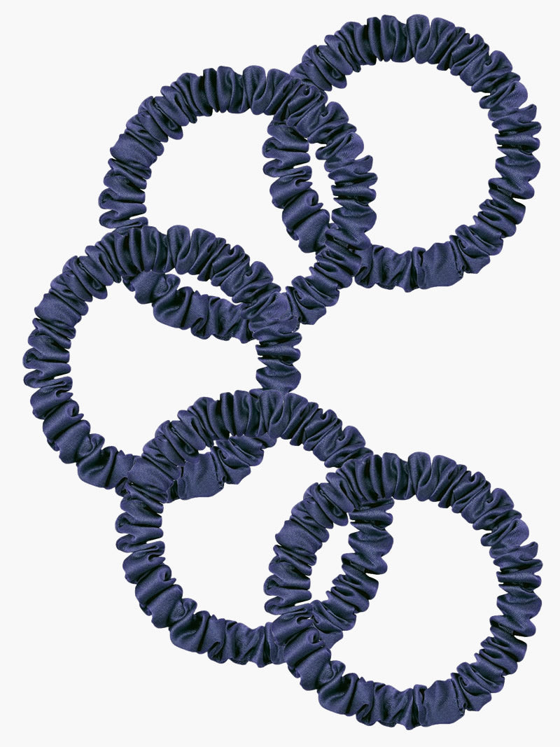 [Bleu Foncé] SilkSilky-FR 19Momme Pure Soie Scrunchie 003