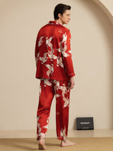 [Rouge Vineux] SilkSilky-FR Long Sleeve Lapel Collar Homme Pyjamas 002