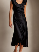 [Noir] SilkSilky-FR Cap Sleeve Robes 003