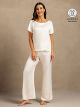 [Blanc] SilkSilky-FR 19Momme Manches courtes Femme Pyjamas 001